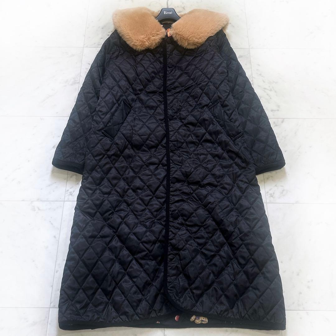 美品 yukiemon テキスタイルキルティングコート まぜまぜ リバーシブル