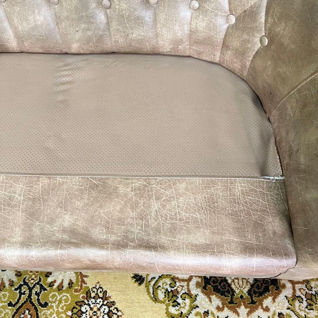 ꧁ヴィンテージ家具꧂1人掛けソファ&3人掛けソファセット アンティーク レザー