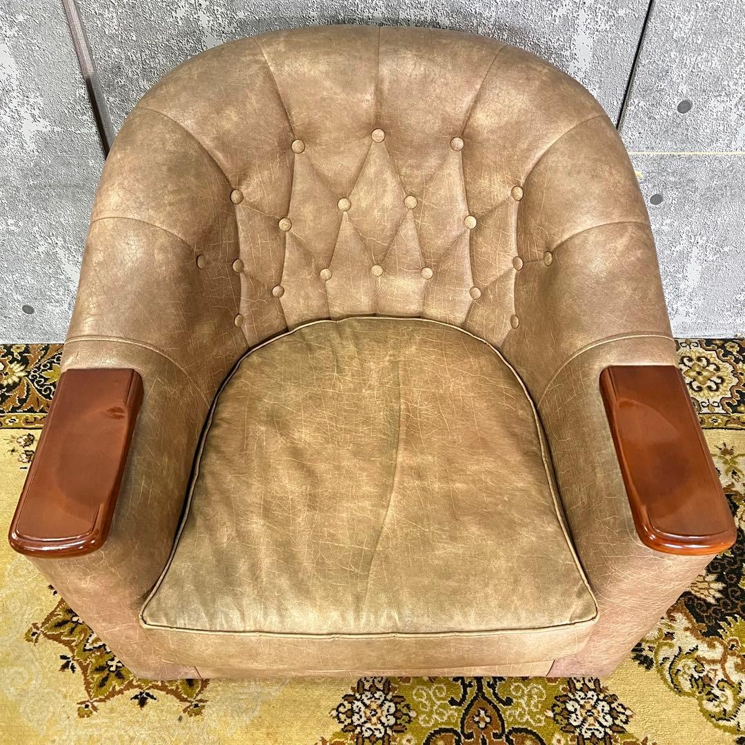 ꧁ヴィンテージ家具꧂1人掛けソファ&3人掛けソファセット アンティーク レザー