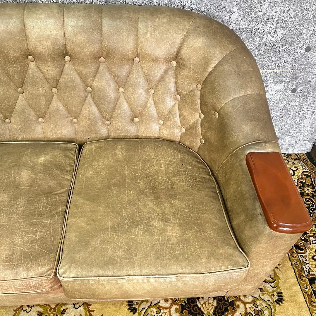 ꧁ヴィンテージ家具꧂1人掛けソファ&3人掛けソファセット アンティーク レザー