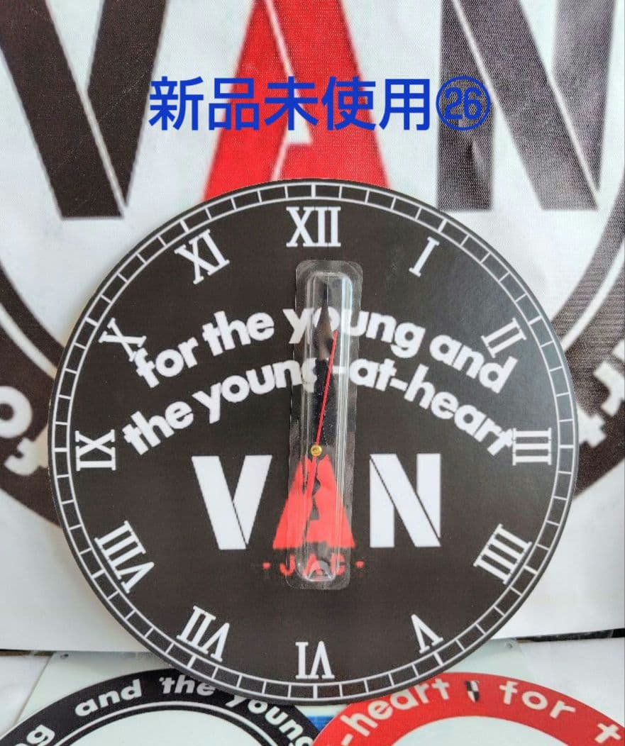 ㉖新品未使用VANJACヴァンヂャケット壁掛け時計ふち無し黒 径約３０cm前後