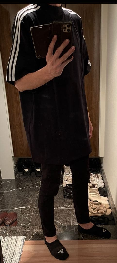 5 BALENCIAGA ADIDAS オーバーサイズスリーストライプスT