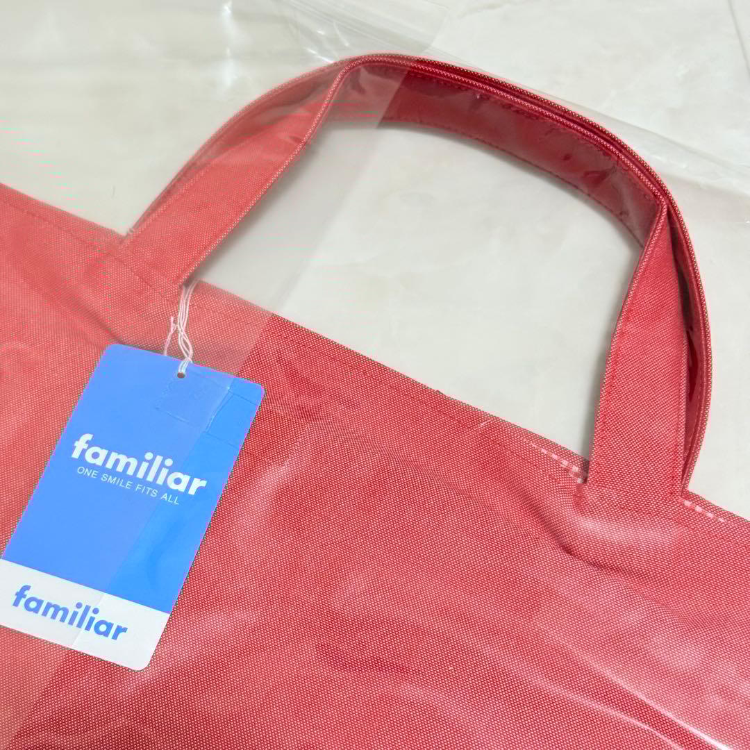 ファミリア デニムバッグ レッド 手刺繍 気になるあの子 手さげカバン