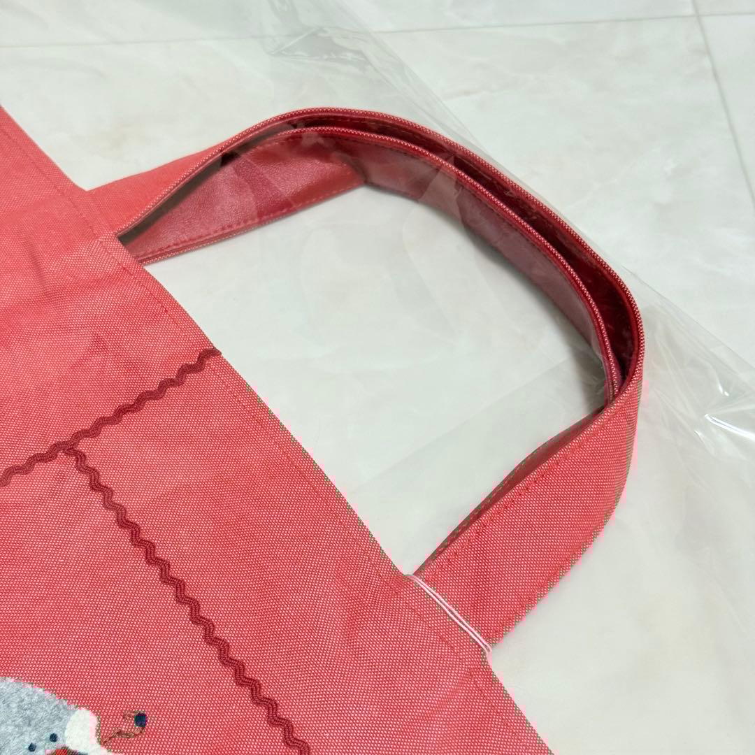 ファミリア デニムバッグ レッド 手刺繍 気になるあの子 手さげカバン