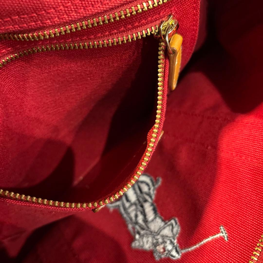 【美品】POLO ラルフローレン 帆布キャンパス×レザー トートバッグ 刺繍ロゴ