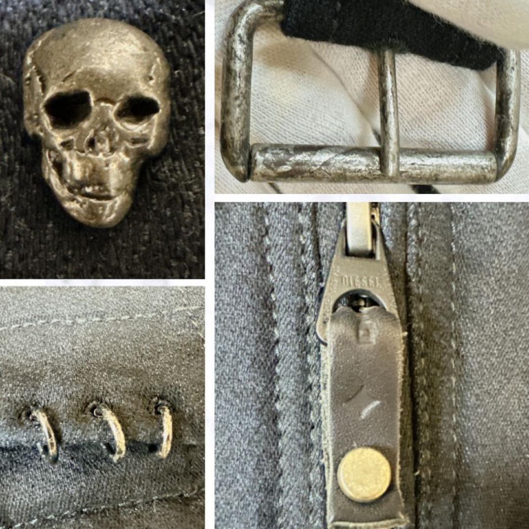 希少 DIESEL ジョグジーンズ 素材 ライダース Y2K ドクロ ハトメ