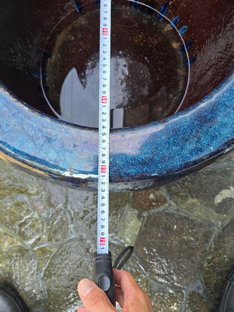 火鉢 陶器 大型 昭和レトロ アンティーク 古民具　金魚鉢 特大 睡蓮鉢 メダカ