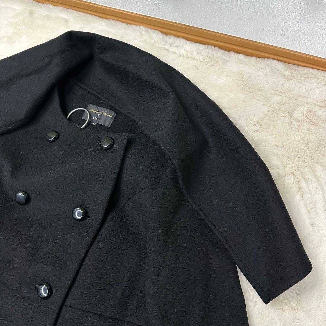 美品✨タグ付 マダムヒロコ×ニュイ 尾州ウール ロングコート 黒 ストール 11