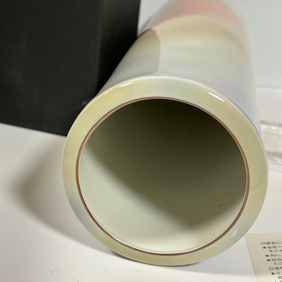 有田焼 筒形10号花生け 深川製磁 彩色磁絵 花瓶 花器 フラワーベース