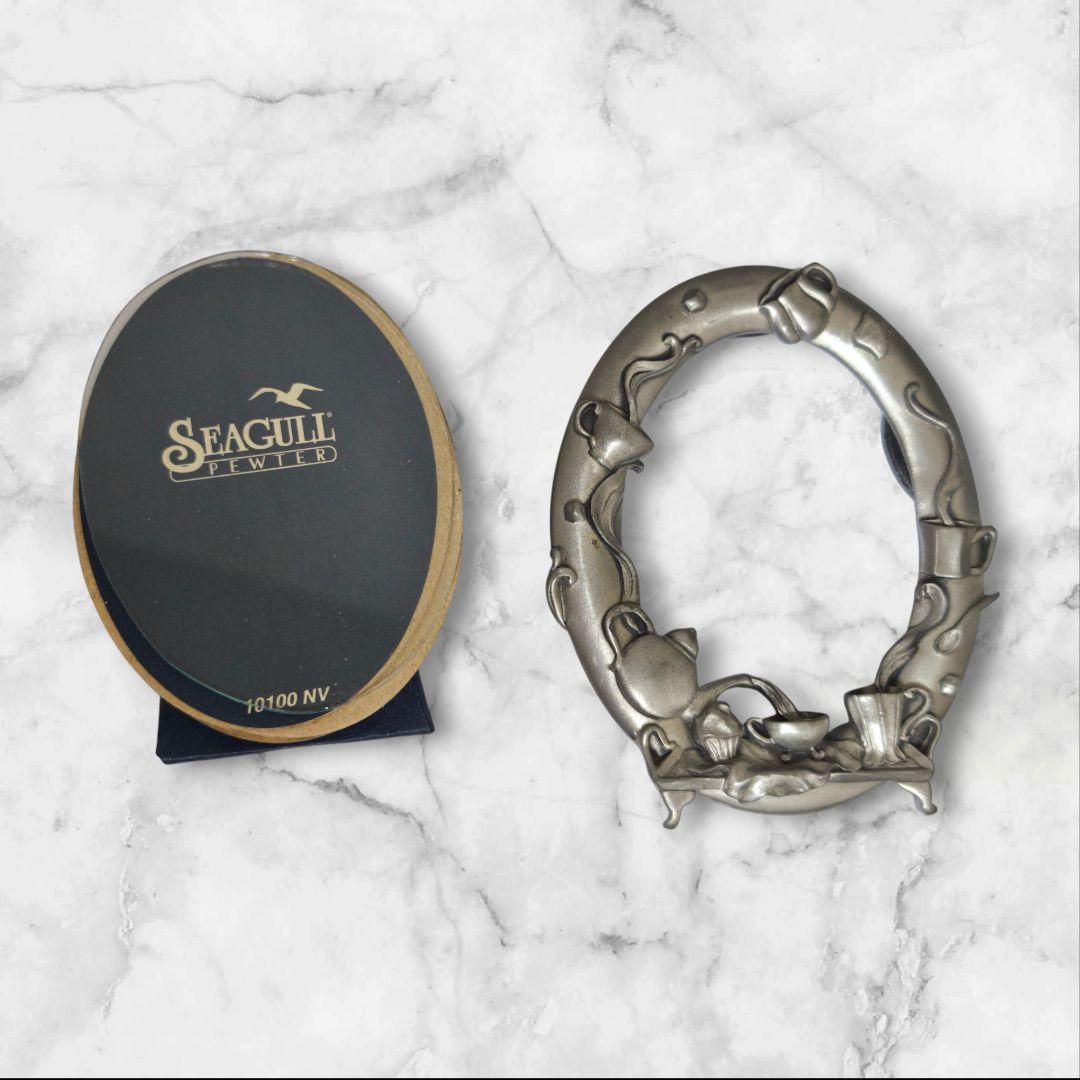 シーガル　ピューター　写真立て　Seagull　ミニフォトフレーム　楕円形