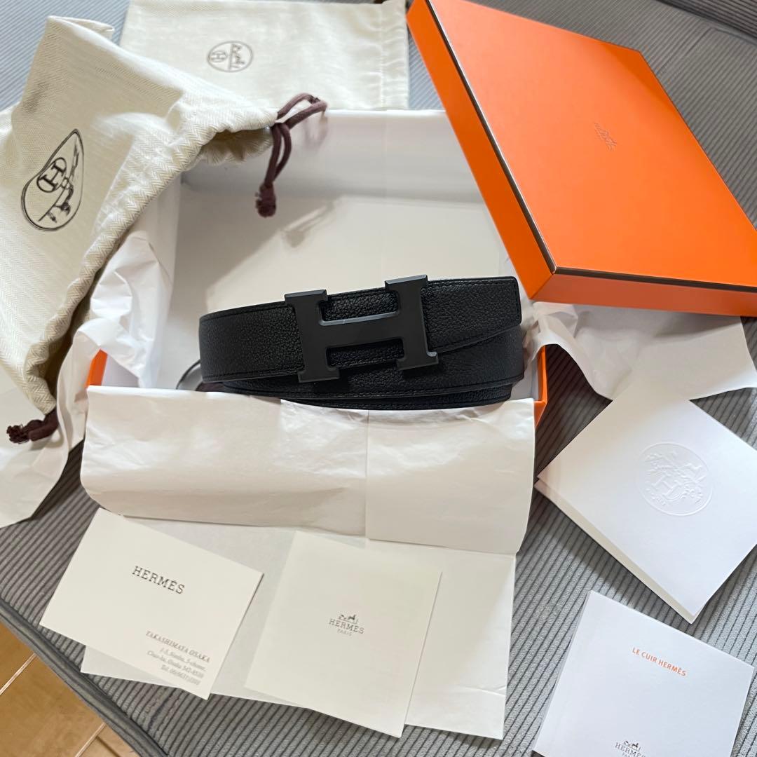 HERMES エルメス ベルト バックル リバーシブル トゴ マッド ブラック