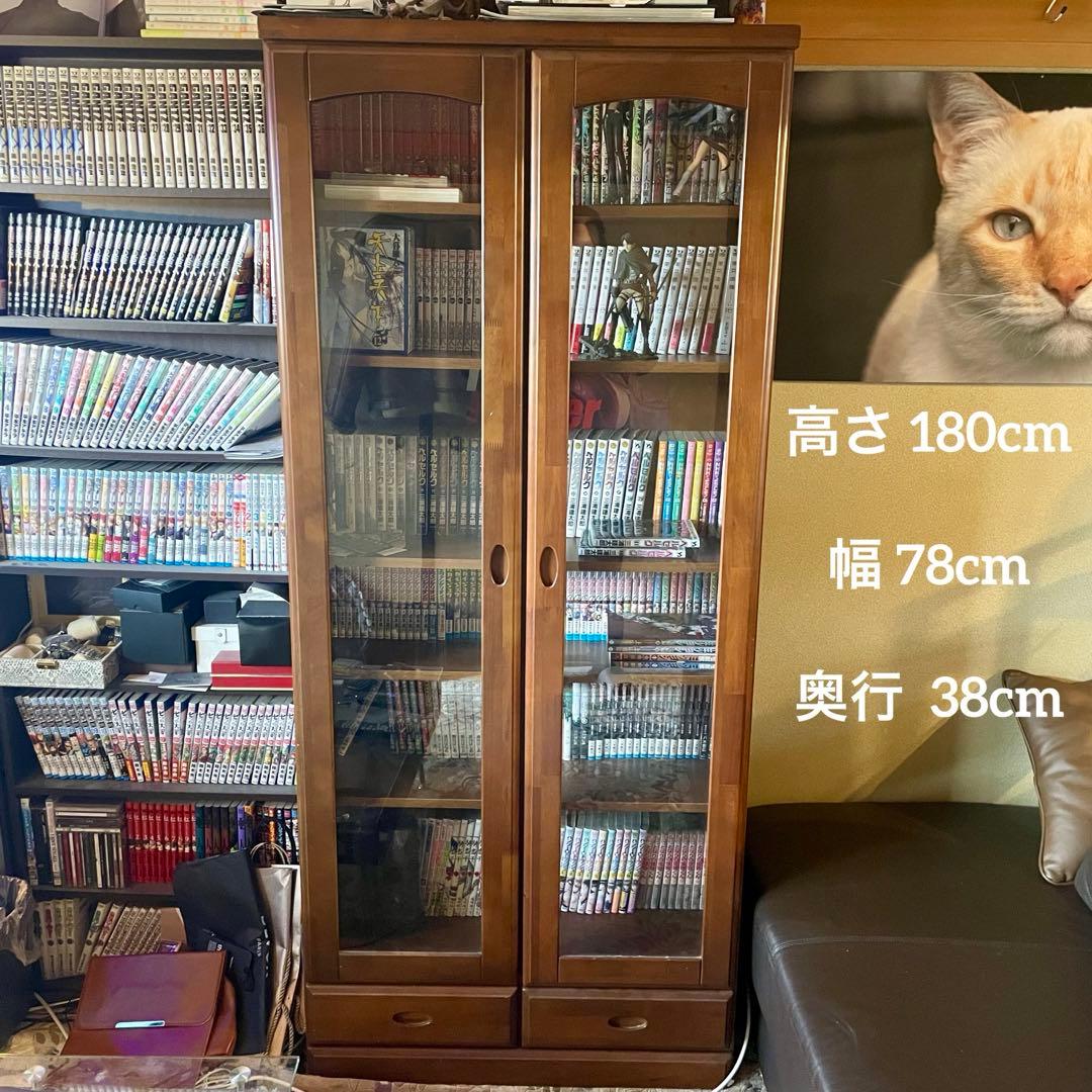 本棚 書籍 ガラス戸付き戸棚 大型 本棚 収納棚