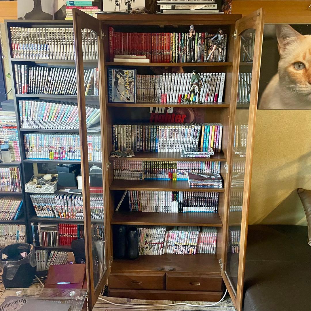 本棚 書籍 ガラス戸付き戸棚 大型 本棚 収納棚