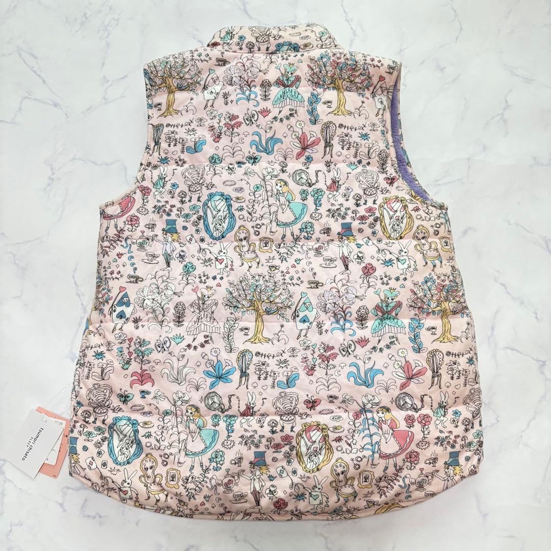 新品タグ付　ツモリチサト　暖かい♡リバーシブル 中綿 ボア ベスト アリス柄 L