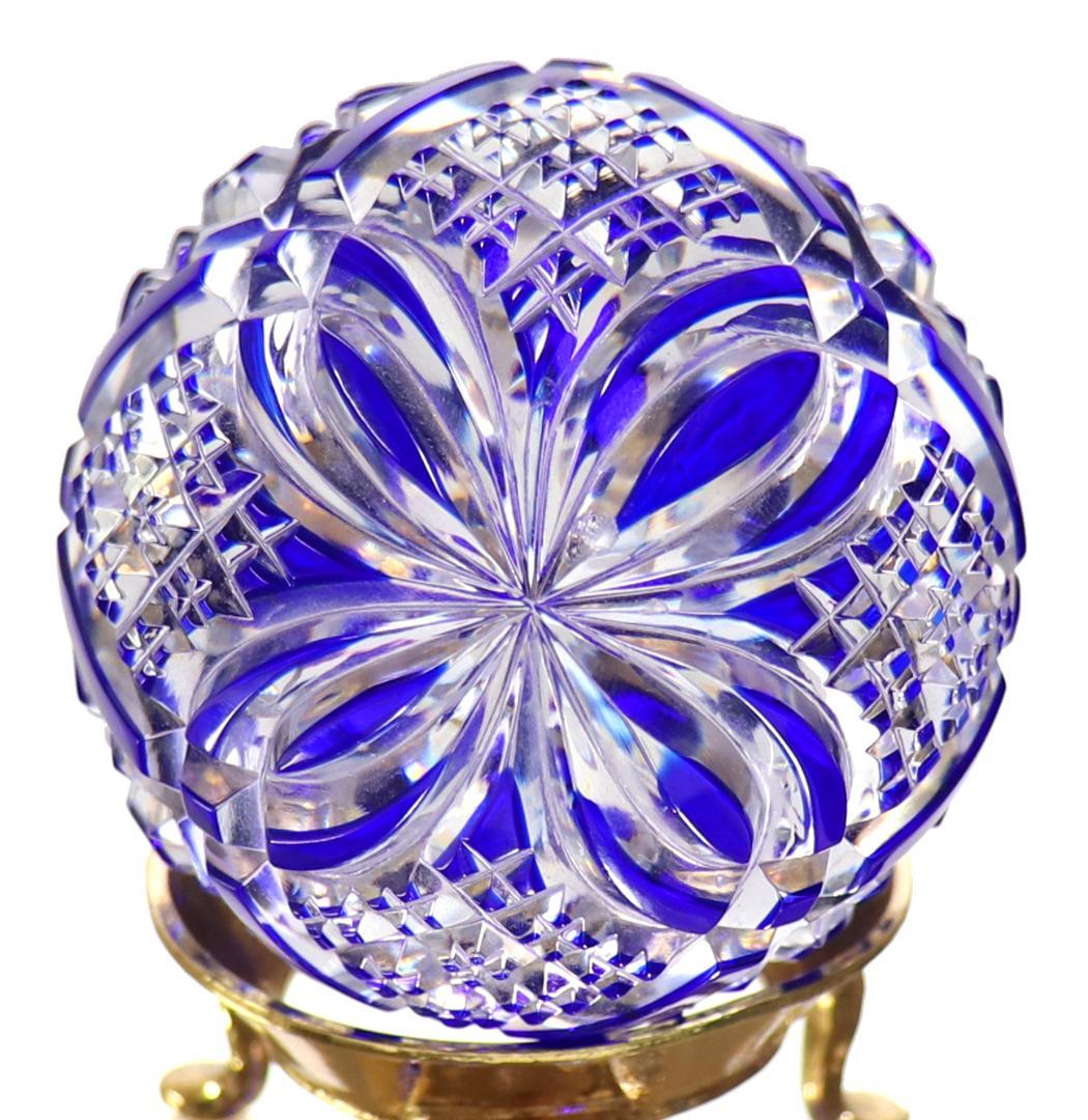 バカラ 極希少 マグナムサイズ 特大 イースターエッグ 全面切子 青色被せ装飾