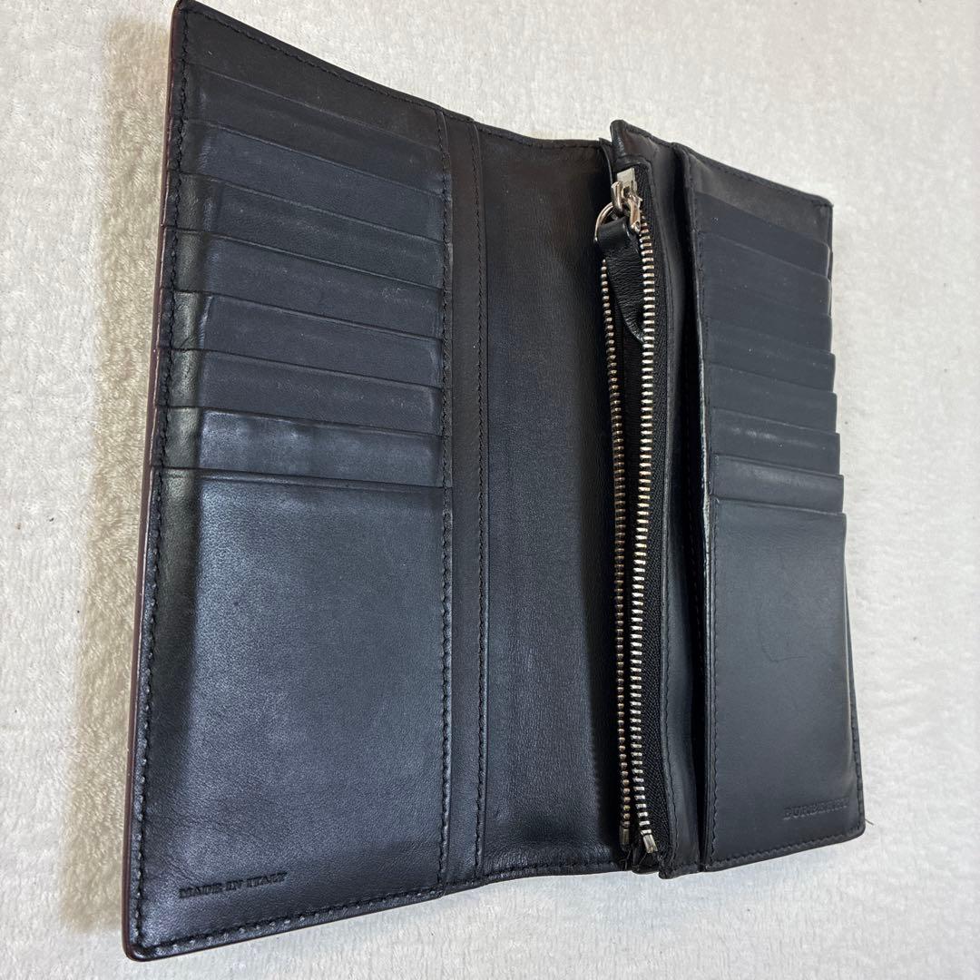 BURBERRY バーバリー 長財布 レザー ボルドー×ブラック
