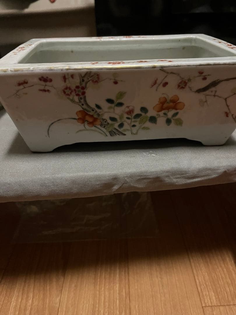 超希少　アンティーク水盤　中国骨董　陶芸長方花器　生花