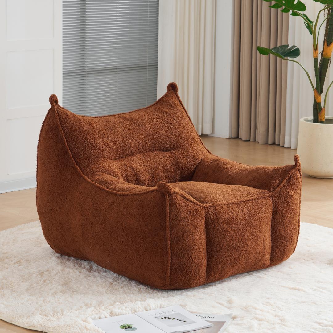 【一人掛けソファ / ブラウン】圧縮ソファ クッションソファー ふわふわ感