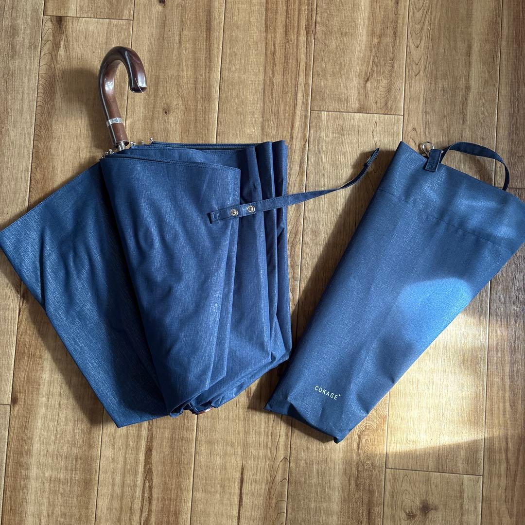 COKAGE+ 木手元ジャンプ折 日傘 折りたたみ傘 デニムブルー