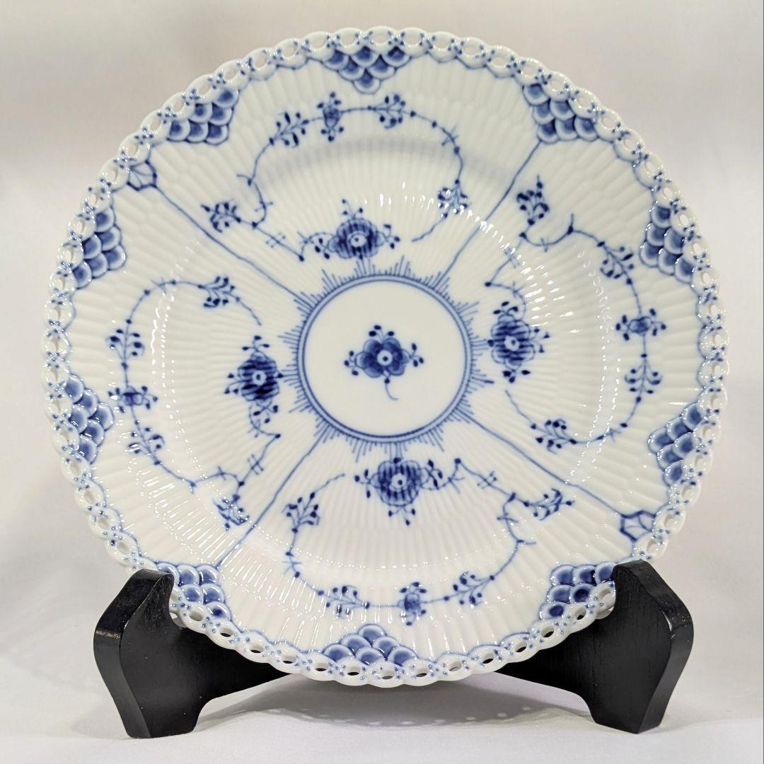 ロイヤルコペンハーゲン フルレース ブルーフルーテッド プレート 約19cm　④