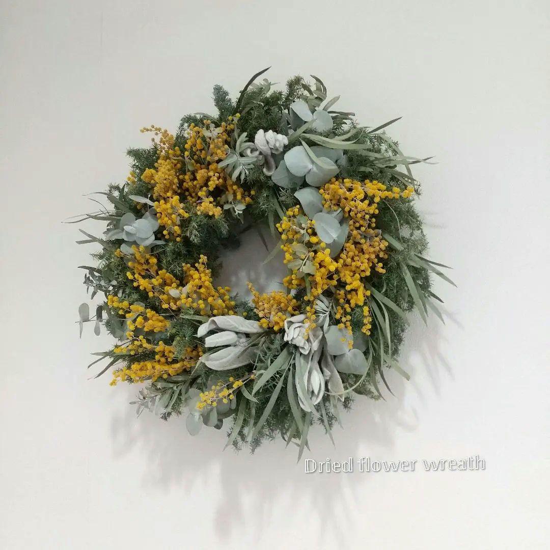 ドライフラワー＊39cm＊ミモザリース