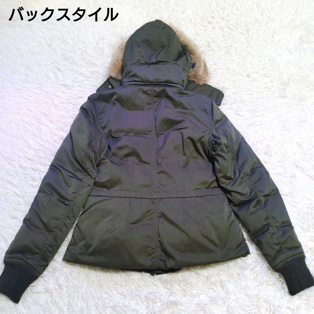 【タグ付き】セオリー　リアルファー付き　ダウンジャケット　緑系　カーキ　S