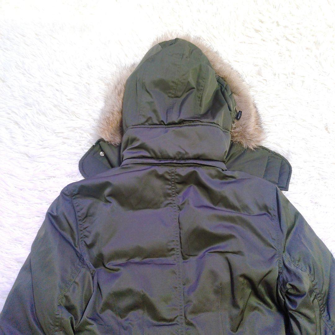 【タグ付き】セオリー　リアルファー付き　ダウンジャケット　緑系　カーキ　S