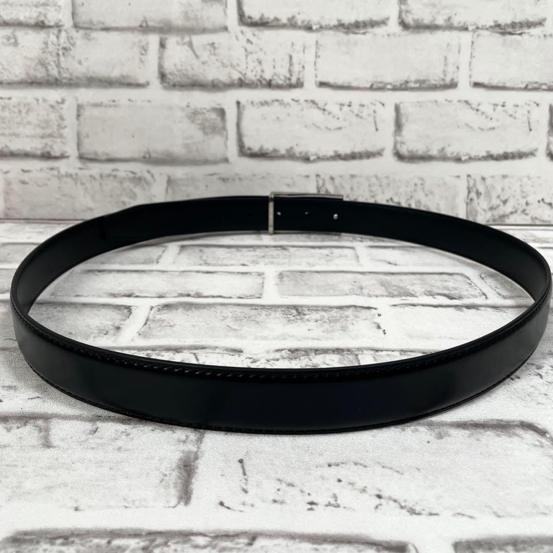 極美品✨ブルガリ　ベルト　スクエアバックル　シルバー金具　黒