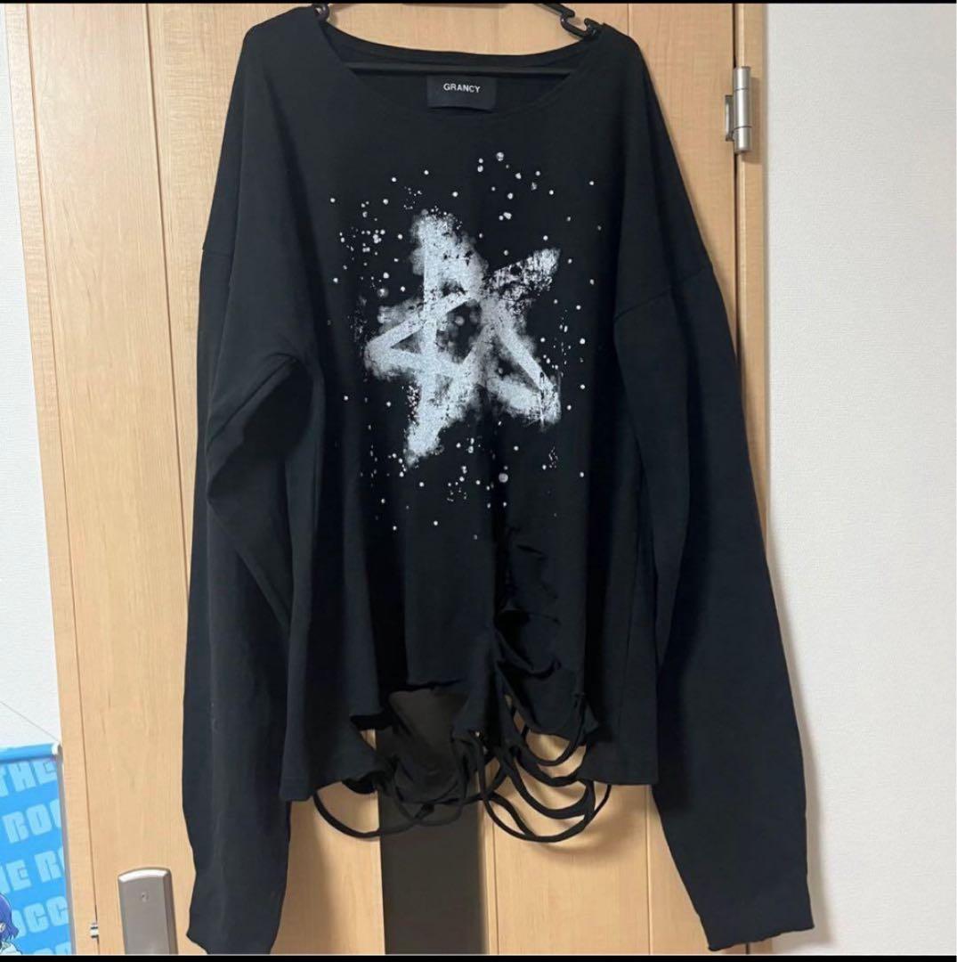 希少　GRANCY ラインストーンデザイン グラフィックダメージ ロンT