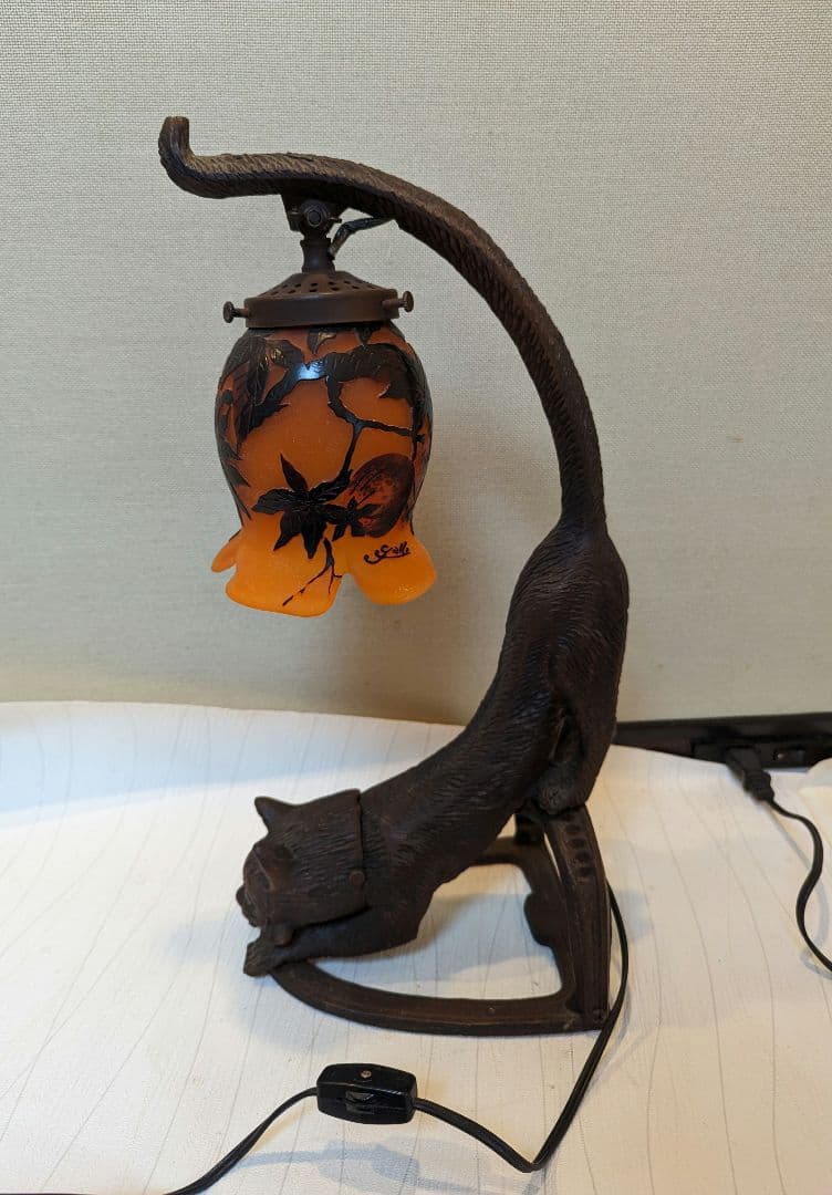 ガレ風 猫のランプ アンティーク照明 ★希少★早い物勝ち★