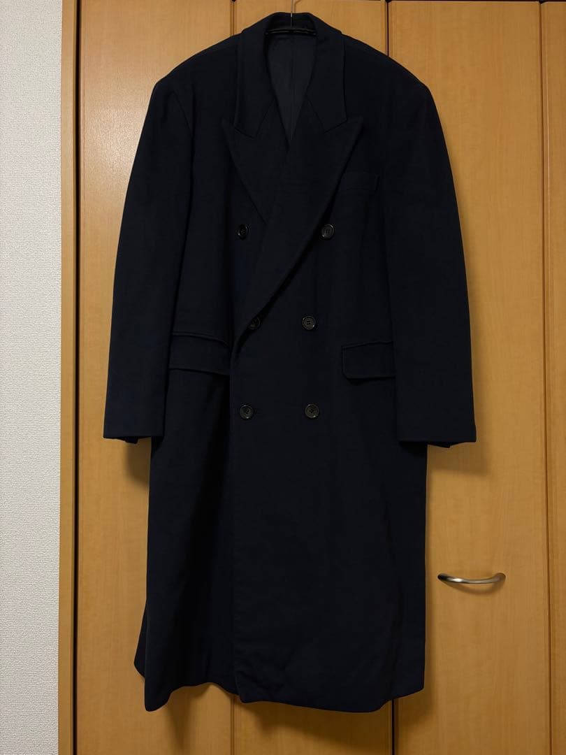 LANVIN ネイビー ダブルブレスト チェスターコート