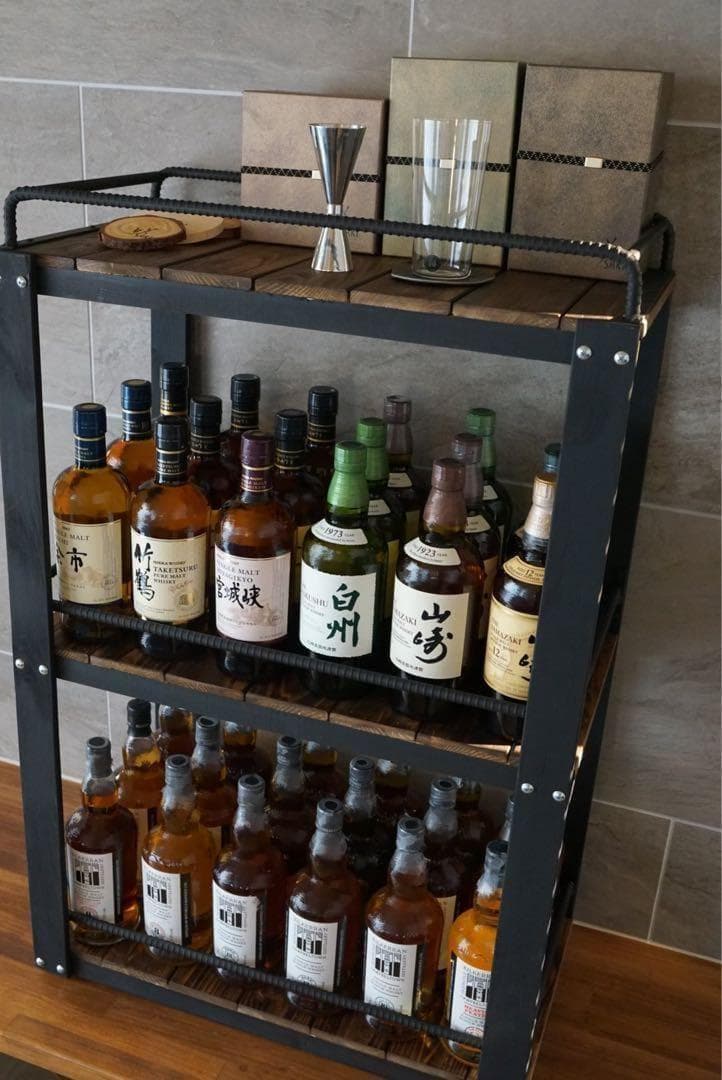 ウイスキーラック　棚　鉄×木製アイアンラック／おうちバー・ボトル棚・酒棚 029
