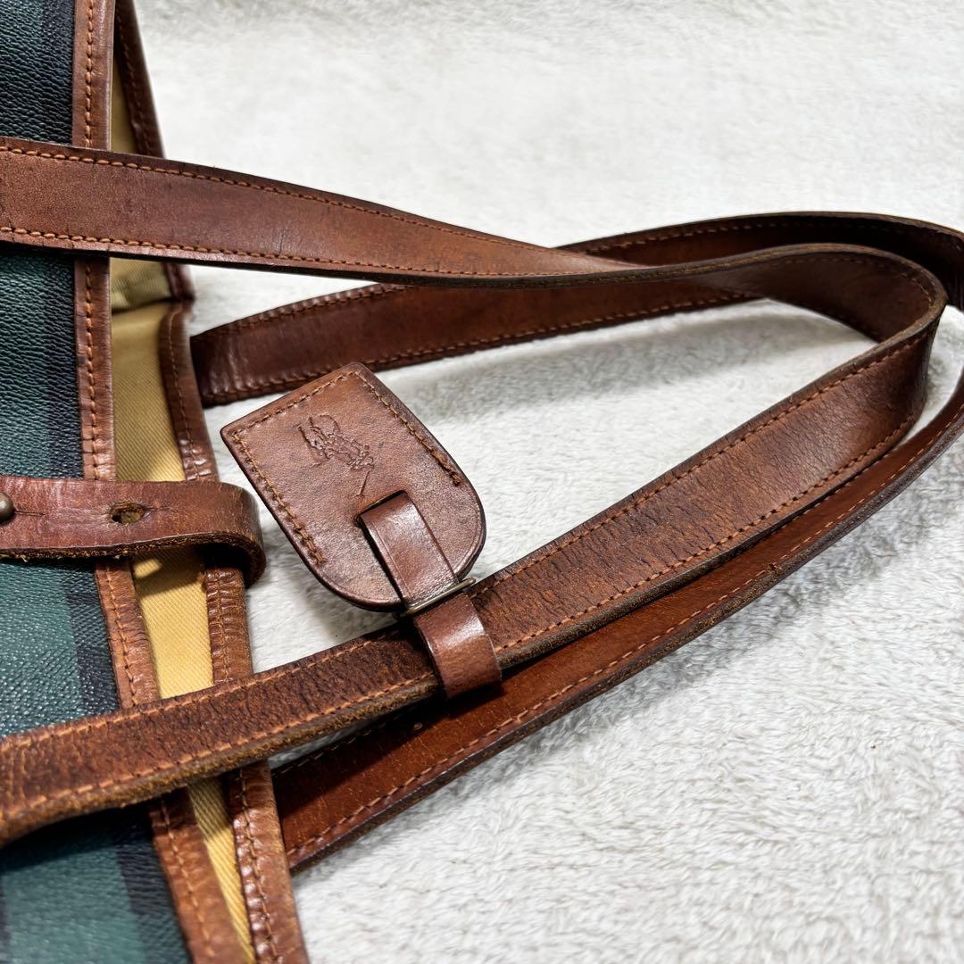 ✨美品✨ ポロラルフローレン ブラックウォッチ トートバッグ PVCレザー 緑