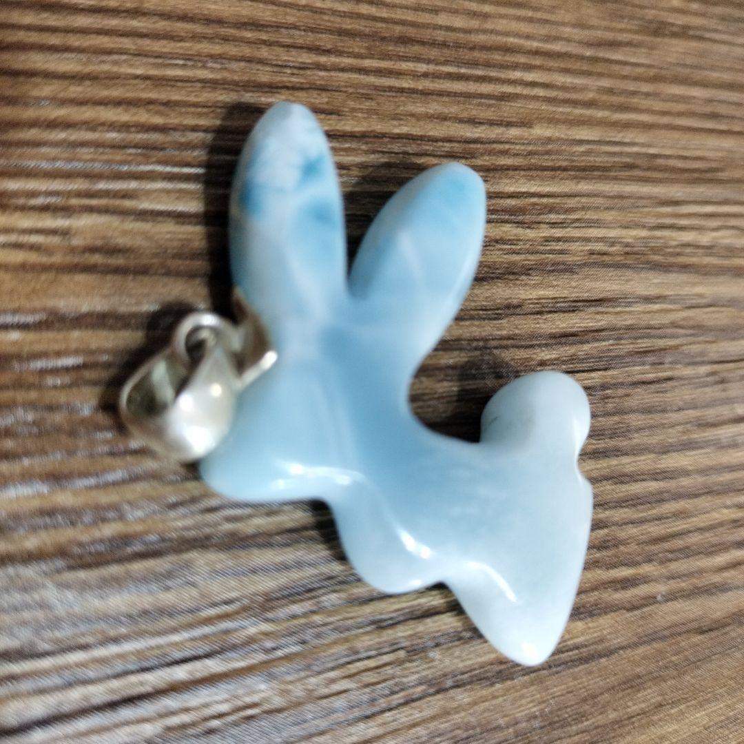 天然石　高品質ラリマー　ウサギ　ペンダント ネックレス