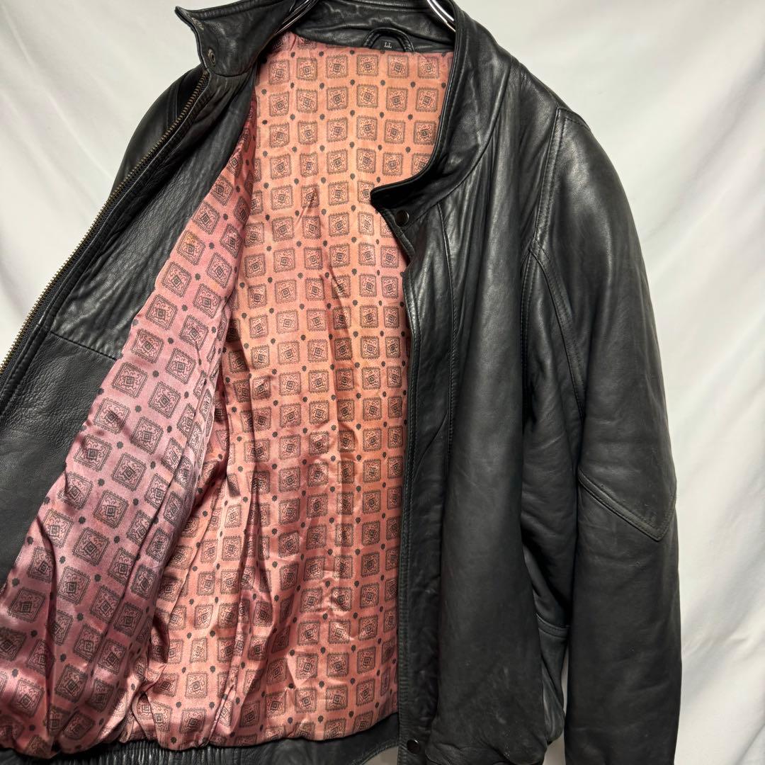 古着　HARLEOUIN y2k ノーカラー　レザージャケット　35