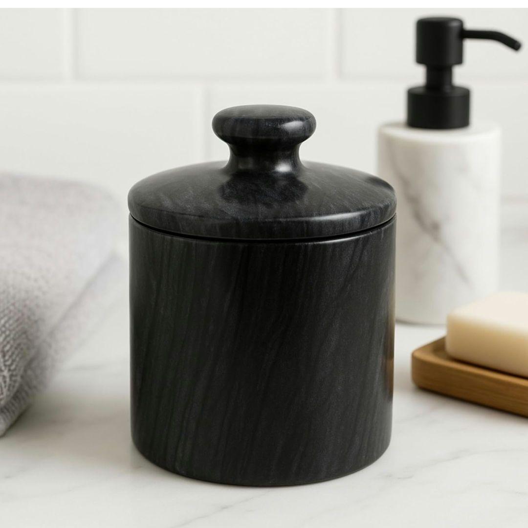 ブラックマーブル スパコレクション コットンボールホルダー