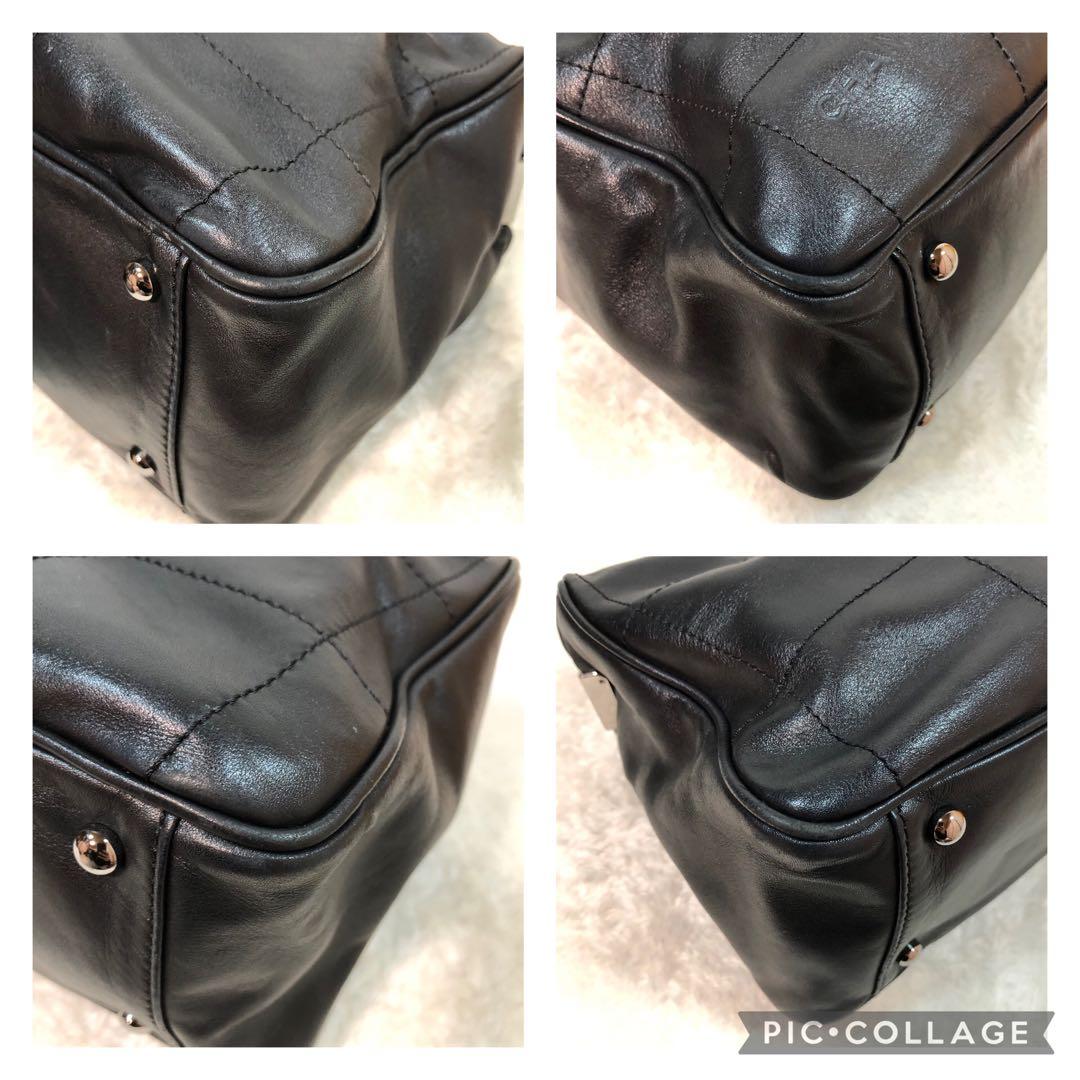 ☆美品☆シャネル ミニボストンバック ブラック チョコバー キャビアスキン