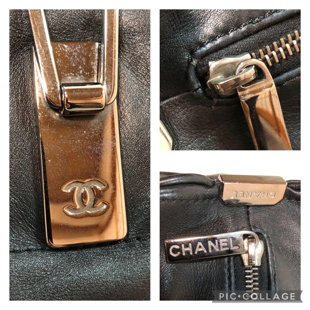 ☆美品☆シャネル ミニボストンバック ブラック チョコバー キャビアスキン