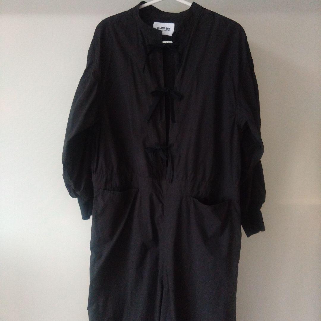 BEAMS黒いフロントリボンオールインワンつなぎタグ付き