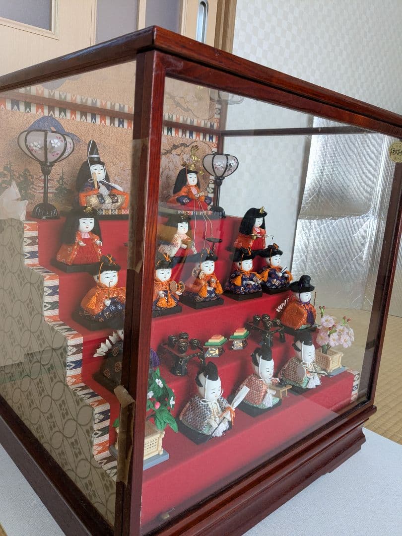 ＃伝統的な5段雛人形 ガラスケース付き