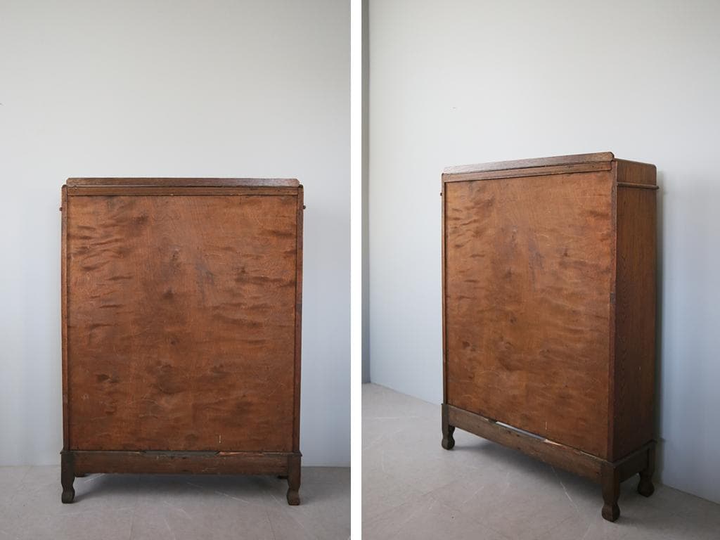 英国アンティーク木製ブックケースキャビネット/本棚/食器棚/飾り棚(91-30)