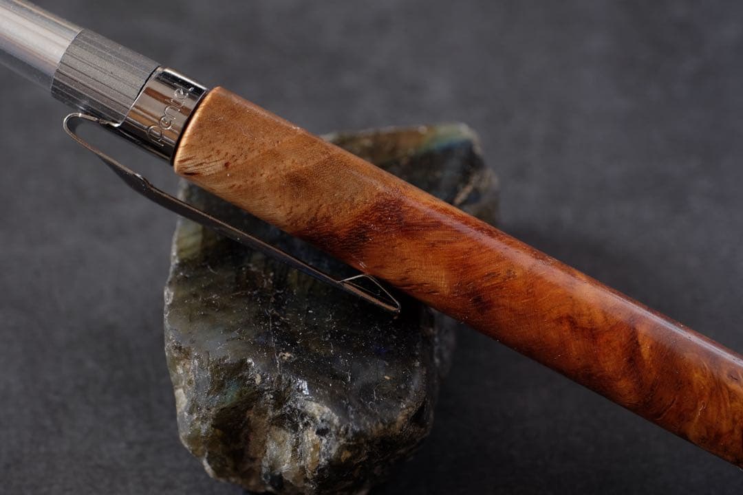 PG5木軸カスタム0222　高村杢工房 製図用シャープペンシル　花梨瘤紅白