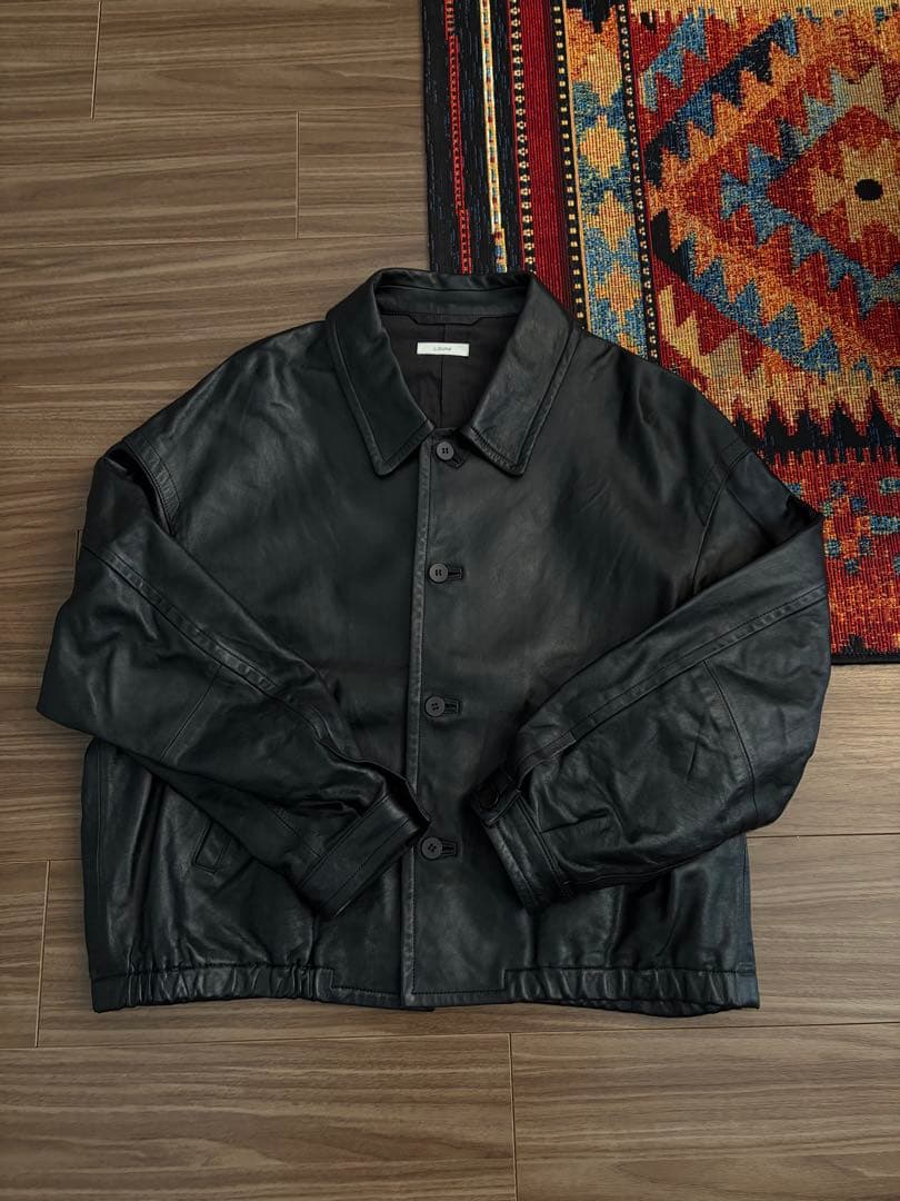 黒レザージャケット　羊革　LIDNM LEATHER SHORT BLOUSON