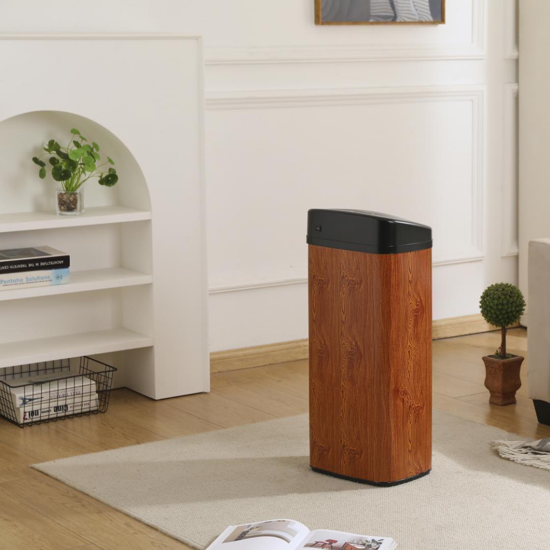 【2個セット】【人気商品】センサー全自動開閉式 ゴミ箱 大容量45L 木目調