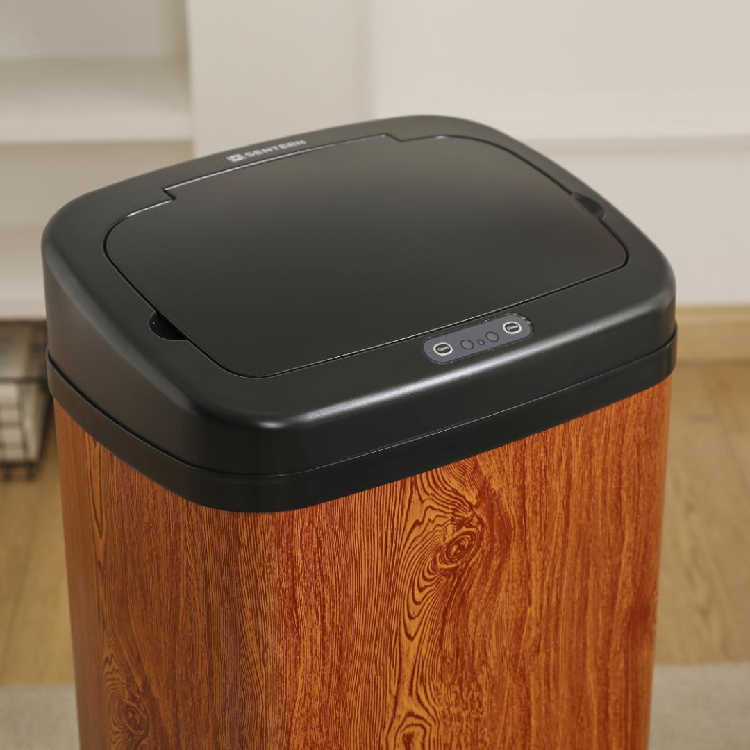 【2個セット】【人気商品】センサー全自動開閉式 ゴミ箱 大容量45L 木目調