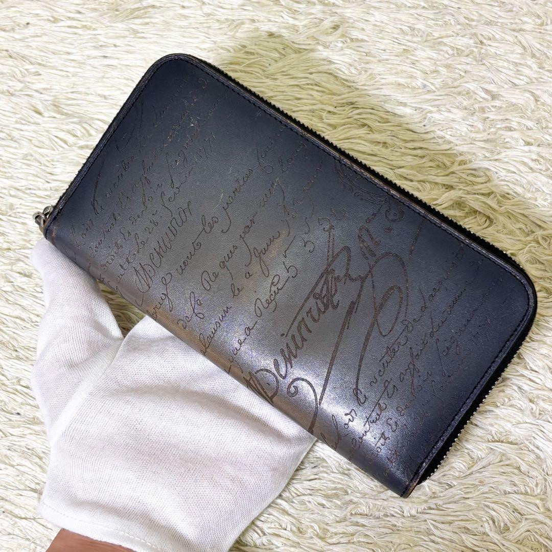 【極美品】ベルルッティ 長財布 イタウバ カリグラフィ スクリットレザー グレー