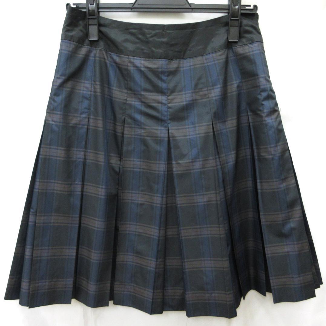 PRADA プラダ ナイロン チェックスカート ネイビー 38 （114）a