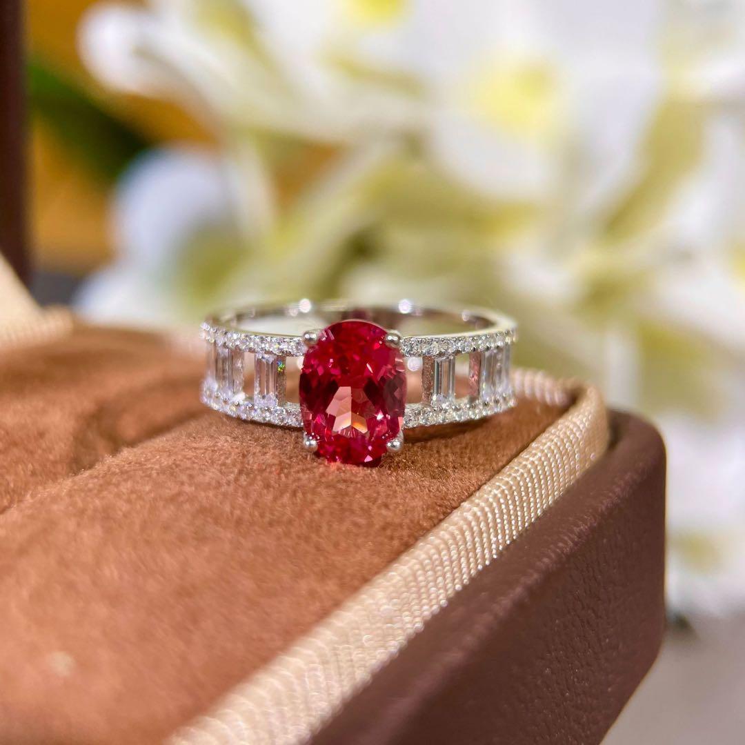 【S925純銀】ラボグロウン・パパラチアサファイア リング 1.5ct