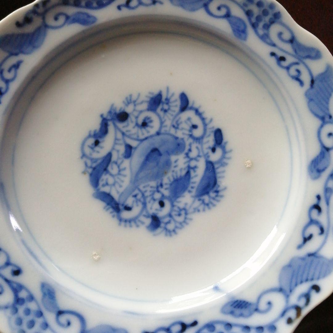 古伊万里　染付鶉紋皿　10枚　16cm　江戸後期～明治期