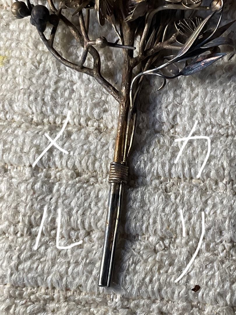 銀製／ボンボニエール・梅の花束。【大正レトロ・三越・銀製】。